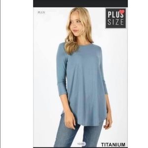 Zenana plus size 3/4 sleeve tunic titanium color